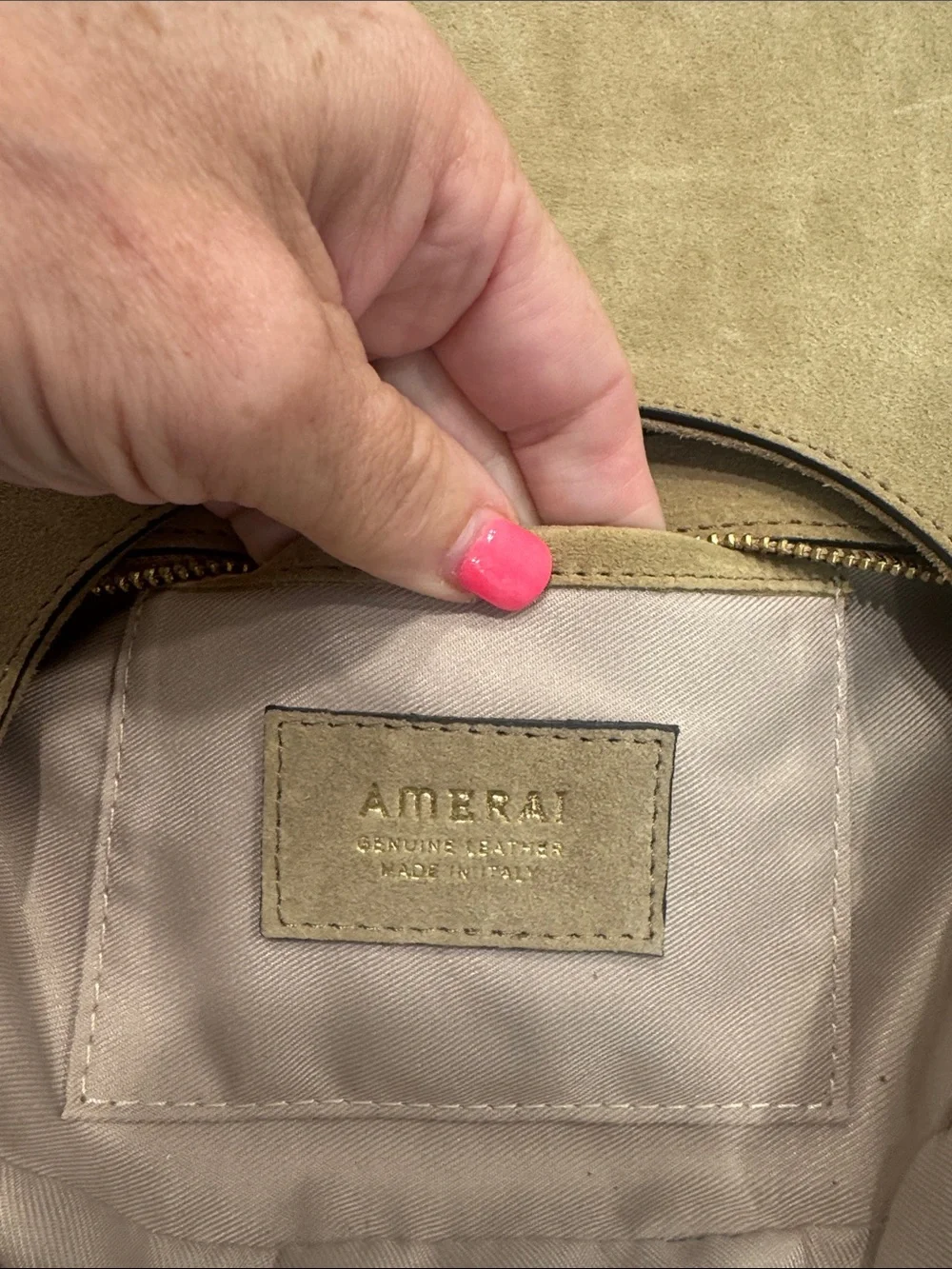 Amerai Tan Leather Linea Moon Bag Italy Crescent Hobo Shoulder CD EUC $300